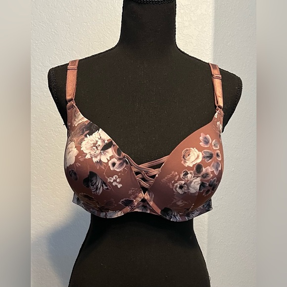 torrid Other - Torrid Floral Dusty Purple Lace-Up Padded Push-up Bra EUC